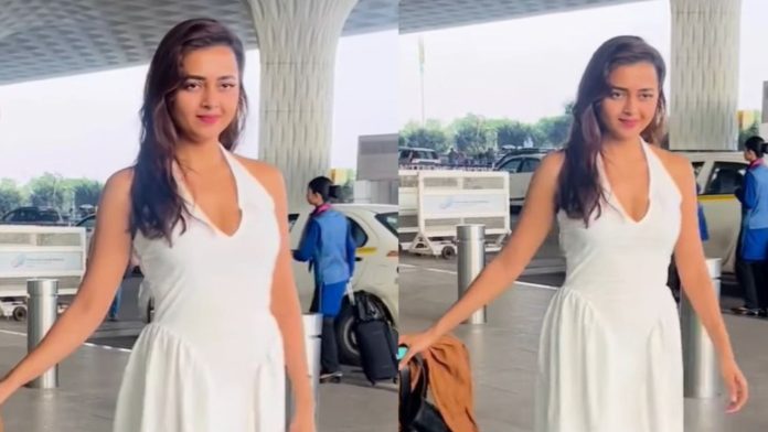 Tejasswi Prakash Rocks Monochromatic Chic in White Halter Dress