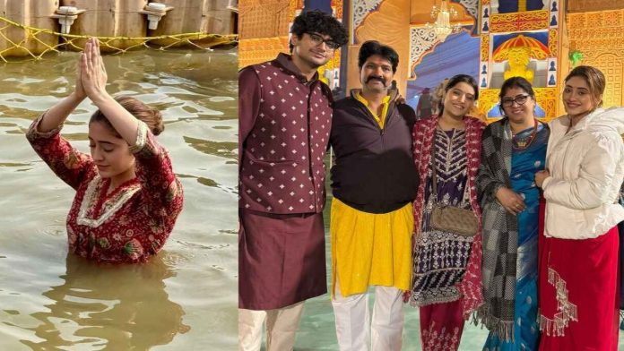 Shivangi Joshi Takes Holy Dip at Mahakumbh 2025 with Family